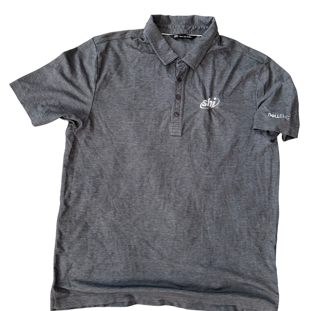 Travis Mathew Men's XL Golf Polo Shirt Gray Pima Cotton Blend Corporate Logo